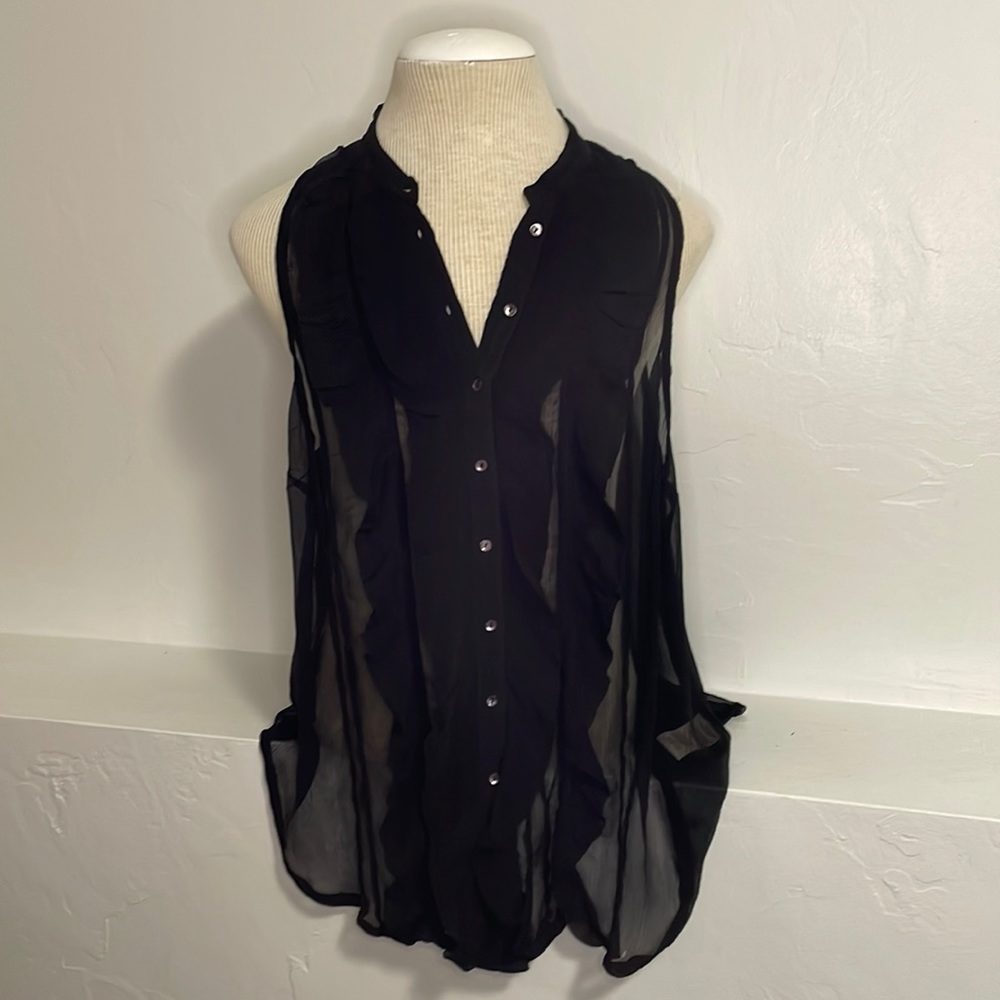 Free People black chiffon blouse size M